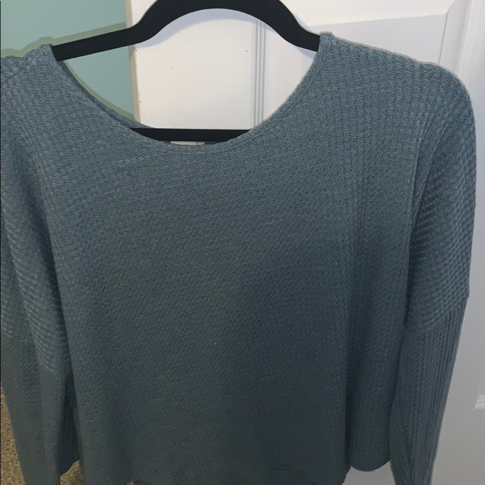 Blue Waffle Cut Sweater Pullover